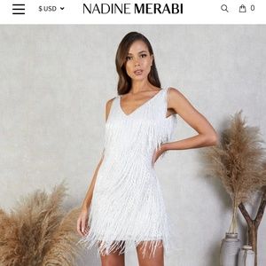 NADINE MERABI SADIE WHITE DRESS SIZE M (8)
